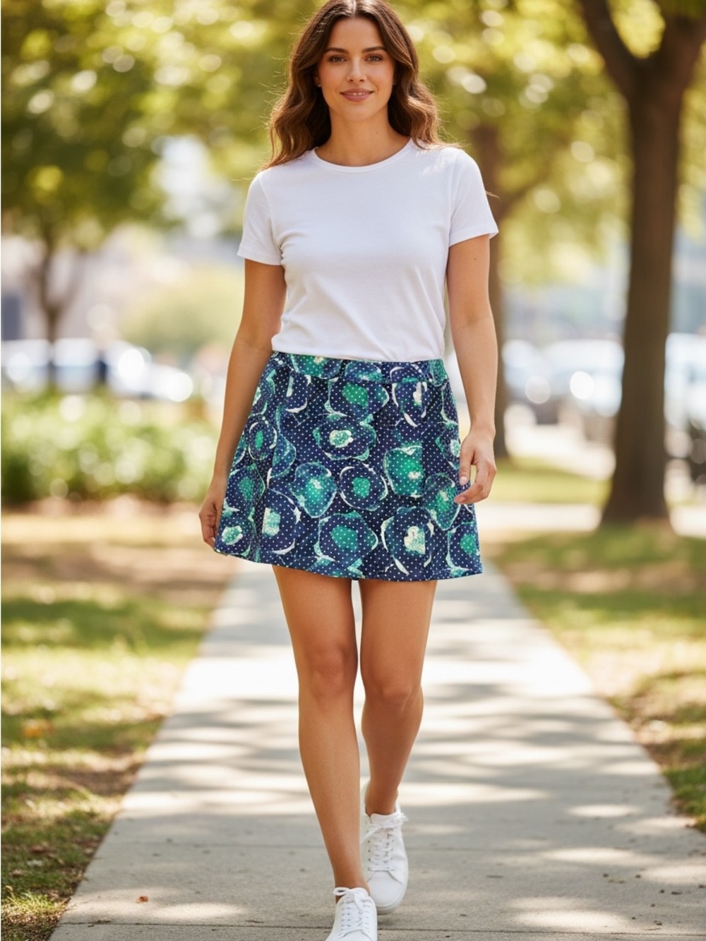 adidas Blue and Teal Print Golf or Tennis Skirt With Built In Shorts and Pockets
